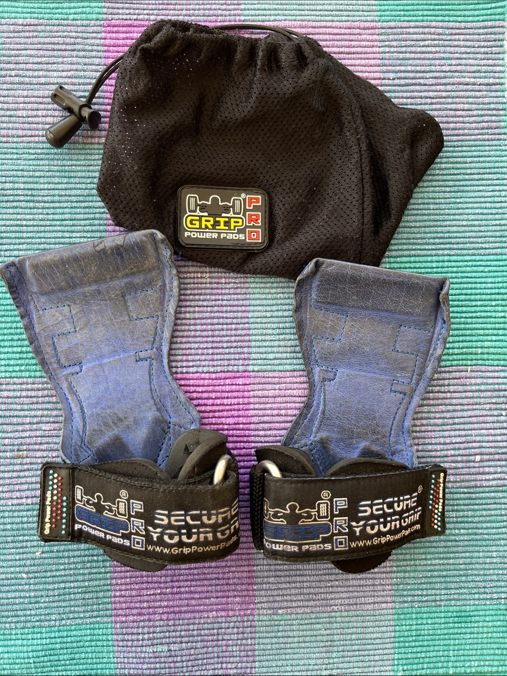 Grip Power Pads Lifting Wrist Straps Blue Grip Pads Small
